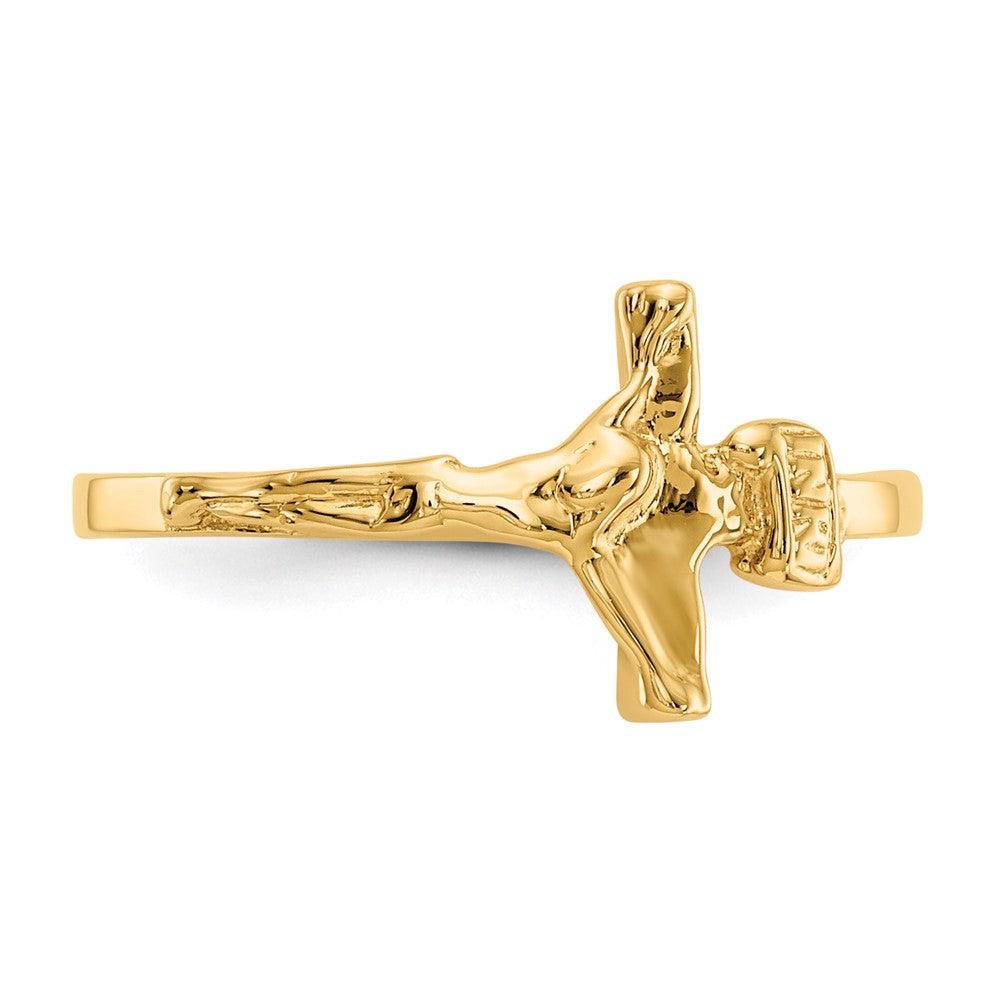 10K Yellow Gold Childs Polished Crucifix Ring