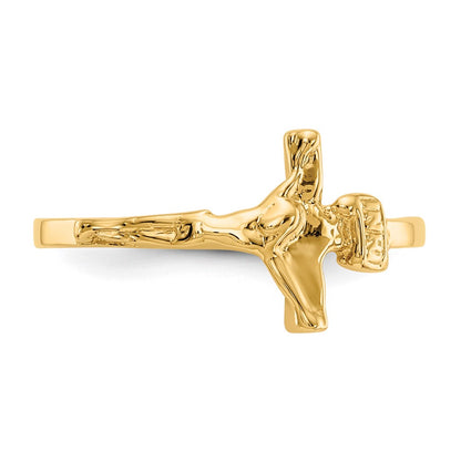 10K Yellow Gold Childs Polished Crucifix Ring