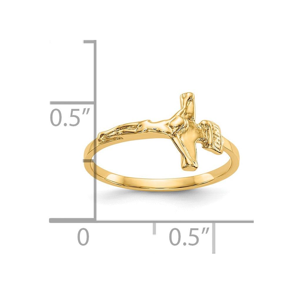 10K Yellow Gold Childs Polished Crucifix Ring