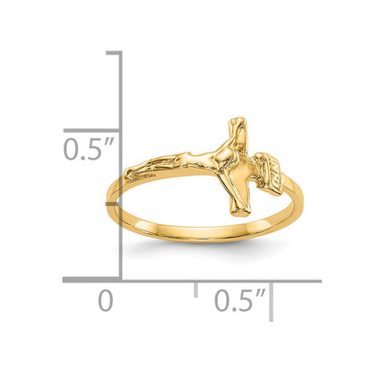 10K Yellow Gold Childs Polished Crucifix Ring