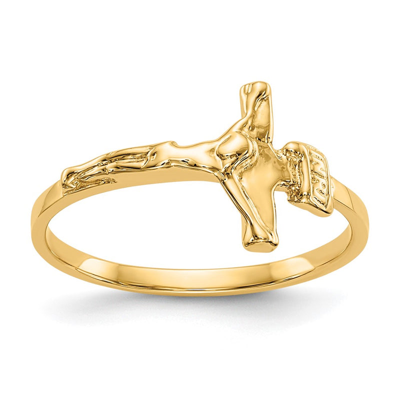 10K Yellow Gold Childs Polished Crucifix Ring