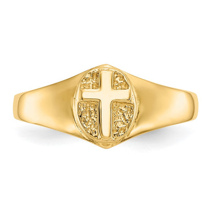 10K Yellow Gold Childs Polished Open Cross Ring