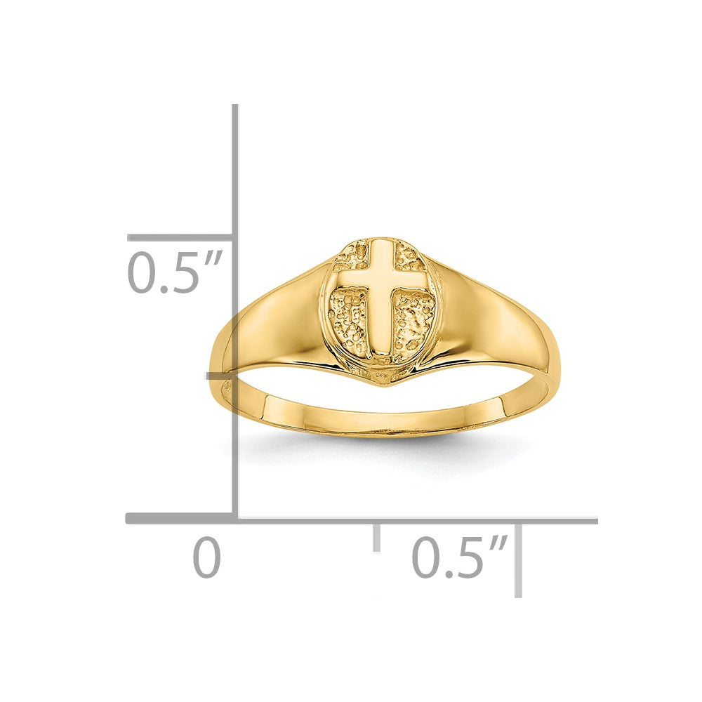 10K Yellow Gold Childs Polished Open Cross Ring