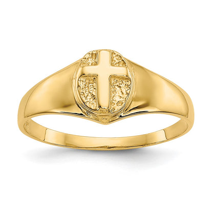 10K Yellow Gold Childs Polished Open Cross Ring