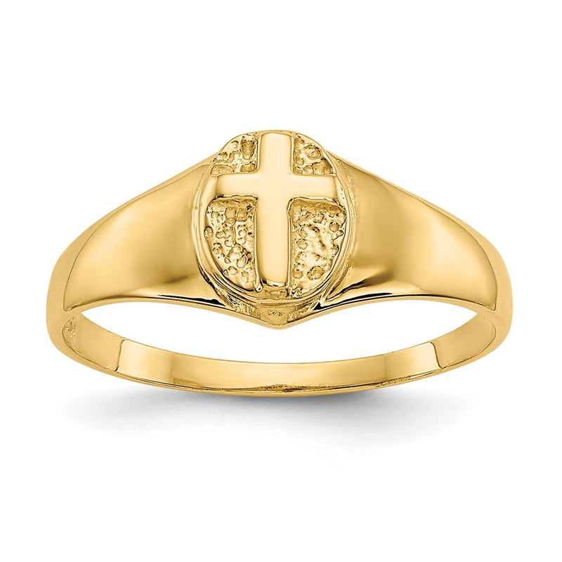 10K Yellow Gold Childs Polished Open Cross Ring