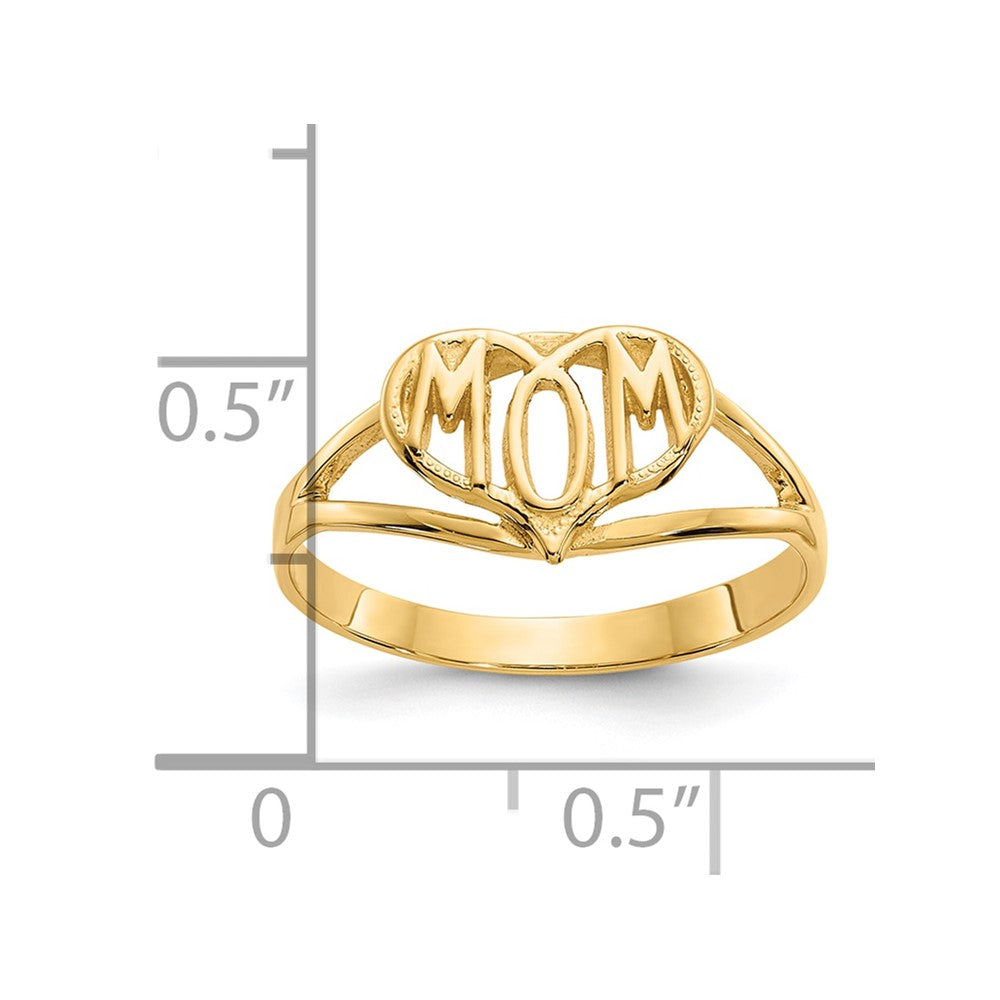 10K Yellow Gold 10K Polished Mom Heart Ring