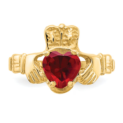 10K Yellow Gold January Birthstone Claddagh Ring