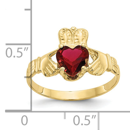 10K Yellow Gold January Birthstone Claddagh Ring
