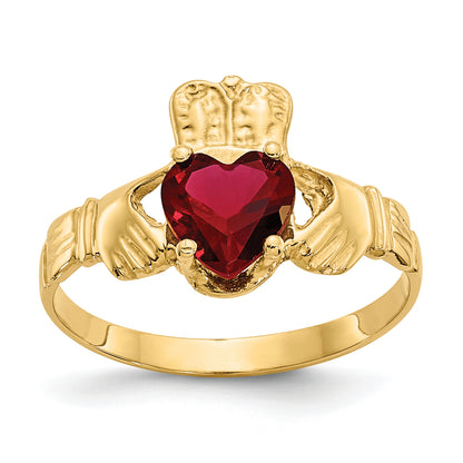 10K Yellow Gold January Birthstone Claddagh Ring
