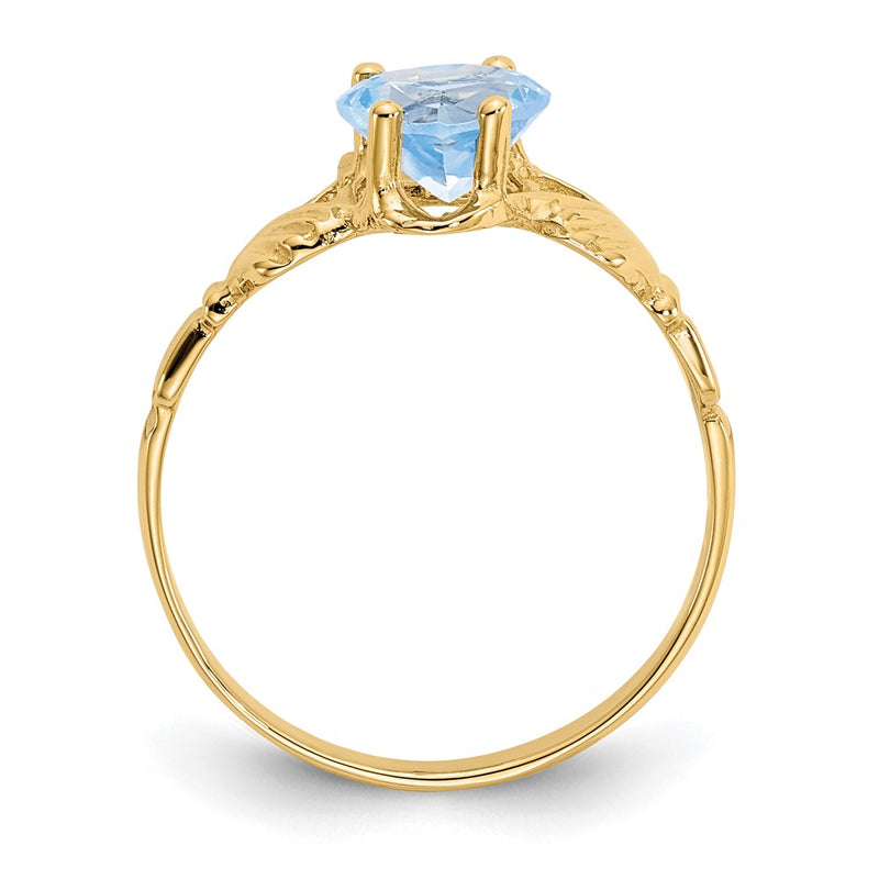 10K Yellow Gold March Birthstone Claddagh Ring