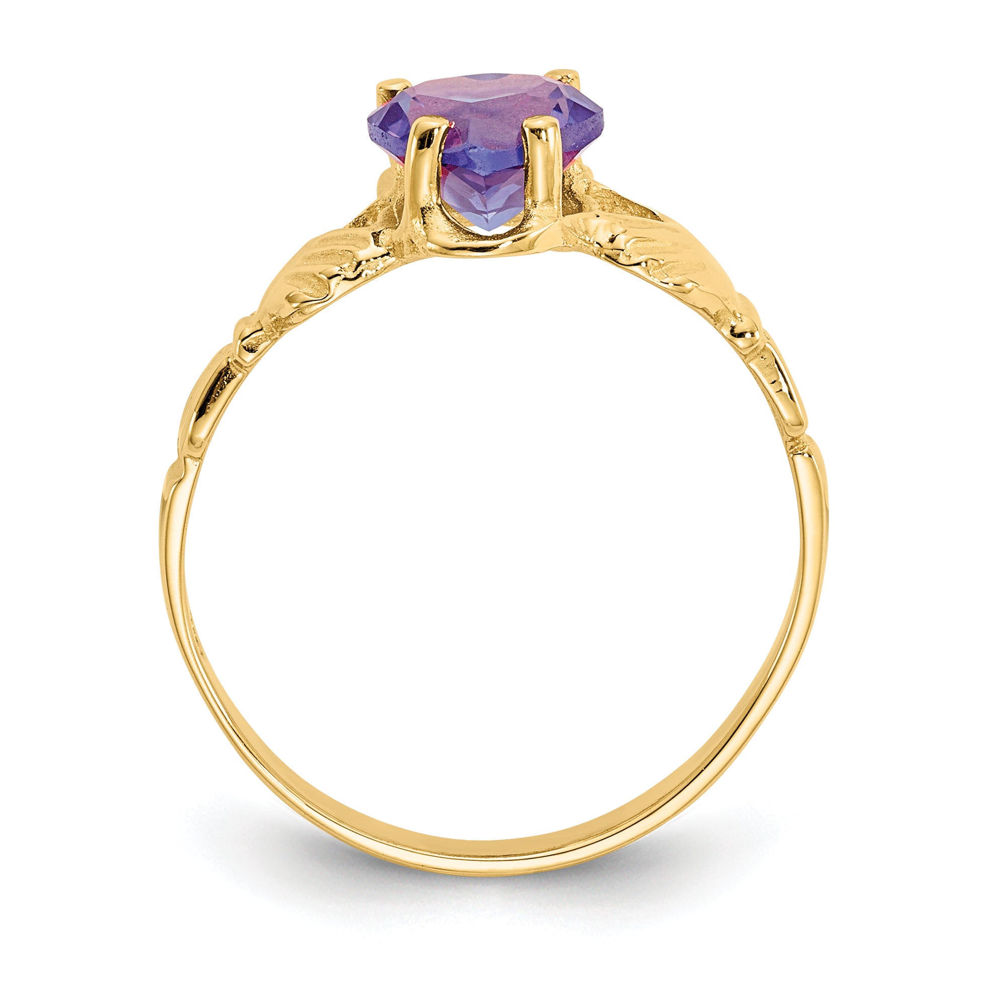10K Yellow Gold June Birthstone Claddagh Ring
