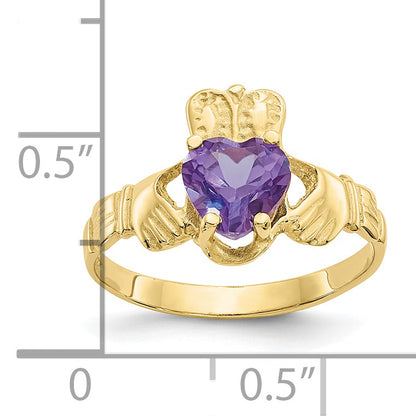 10K Yellow Gold June Birthstone Claddagh Ring