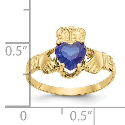 10K Yellow Gold September Birthstone Claddagh Ring