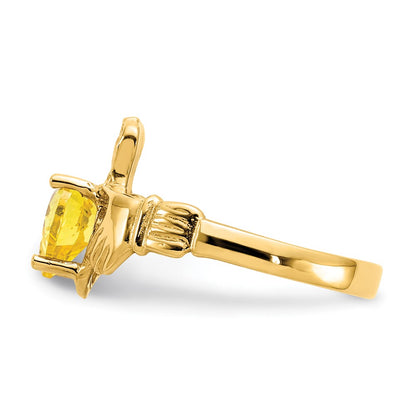 10K Yellow Gold November Birthstone Claddagh Ring
