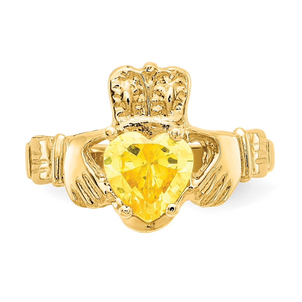 10K Yellow Gold November Birthstone Claddagh Ring