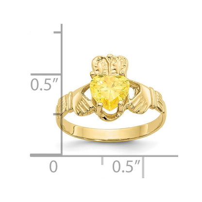 10K Yellow Gold November Birthstone Claddagh Ring