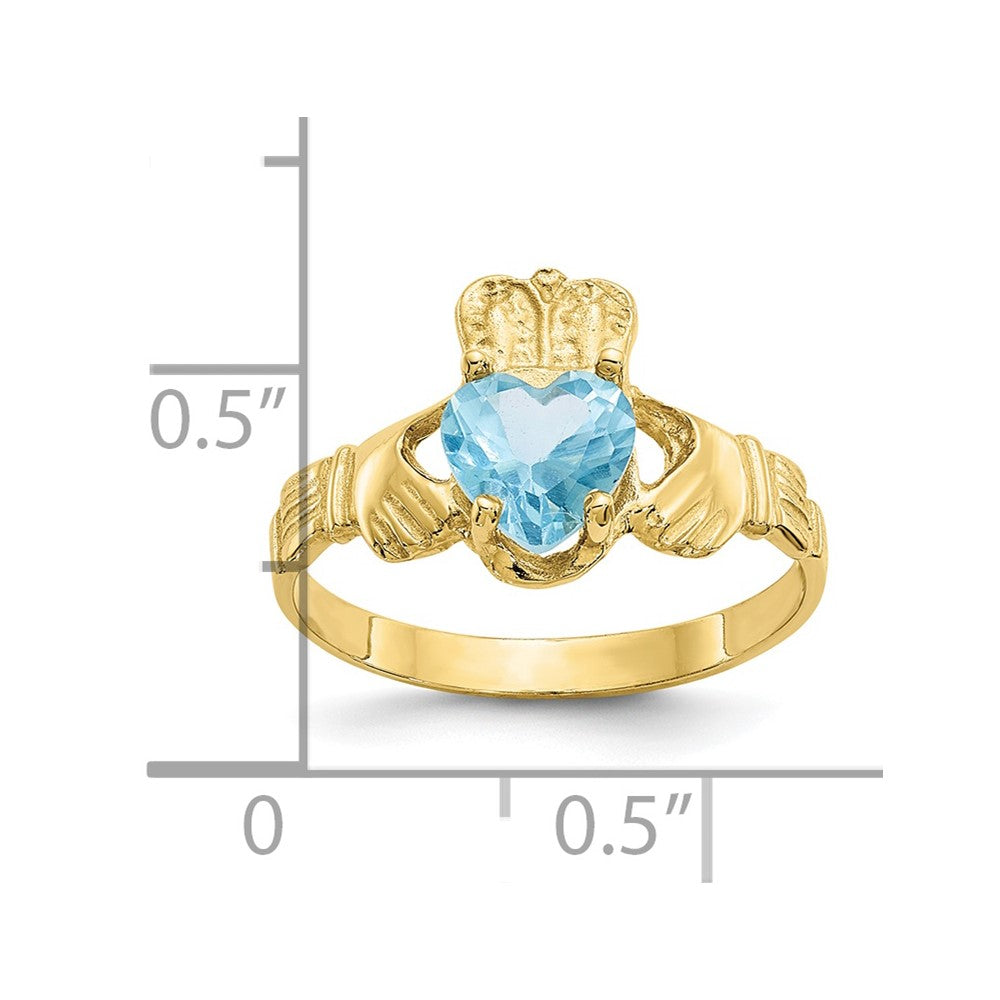 10K Yellow Gold December Birthstone Claddagh Ring