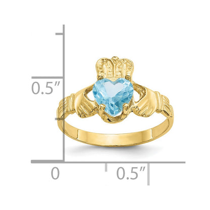 10K Yellow Gold December Birthstone Claddagh Ring