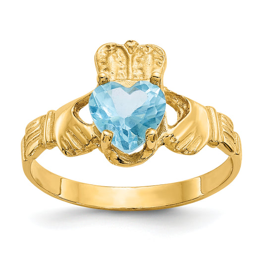 10K Yellow Gold December Birthstone Claddagh Ring