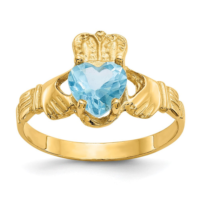 10K Yellow Gold December Birthstone Claddagh Ring