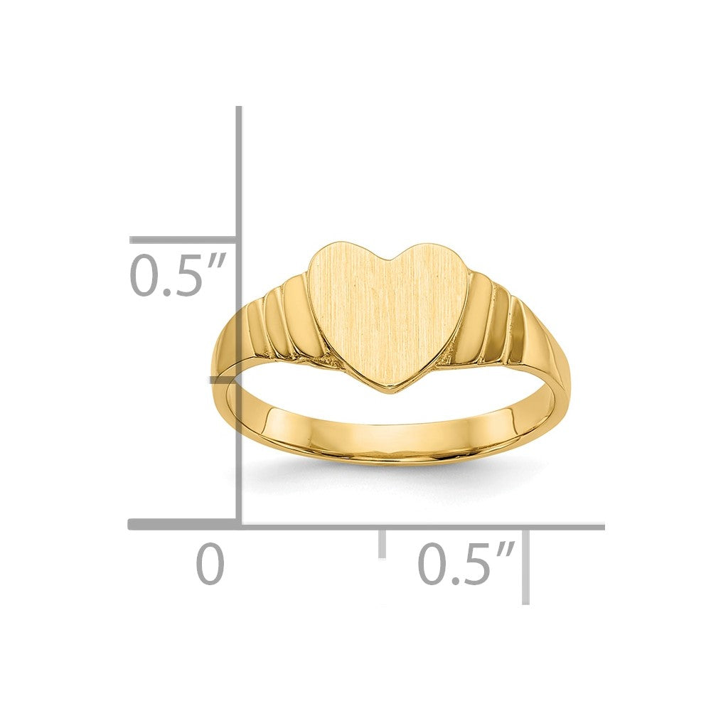 10K Yellow Gold 10K Satin Children'S Heart Signet Ring