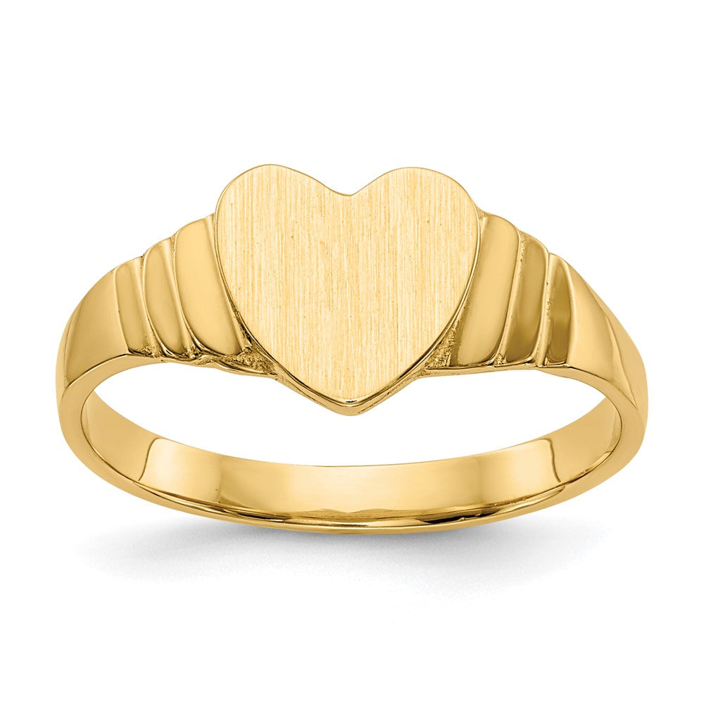 10K Yellow Gold 10K Satin Children'S Heart Signet Ring