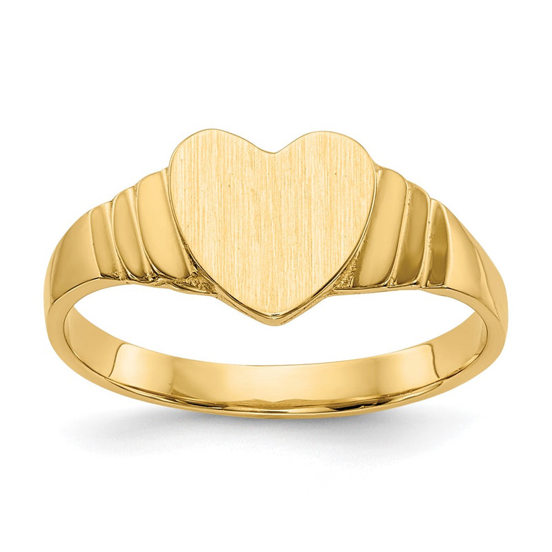 10K Yellow Gold 10K Satin Children'S Heart Signet Ring