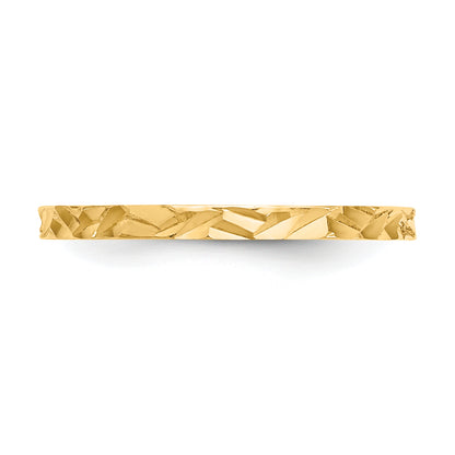 10K Yellow Gold 10K Diamond-Cut Zig-Zag Design Band Childs Ring