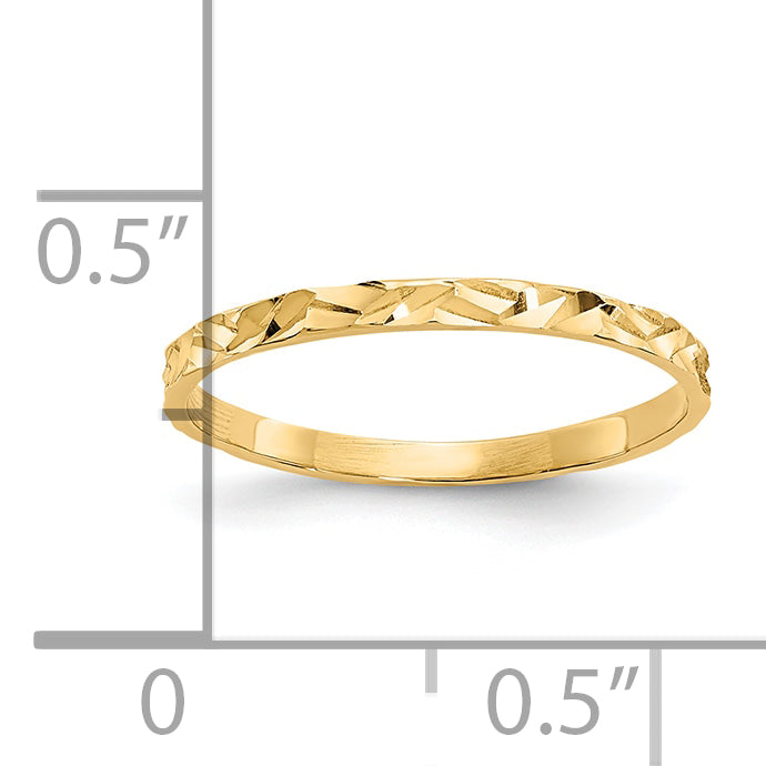 10K Yellow Gold 10K Diamond-Cut Zig-Zag Design Band Childs Ring