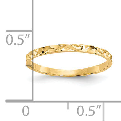 10K Yellow Gold 10K Diamond-Cut Zig-Zag Design Band Childs Ring