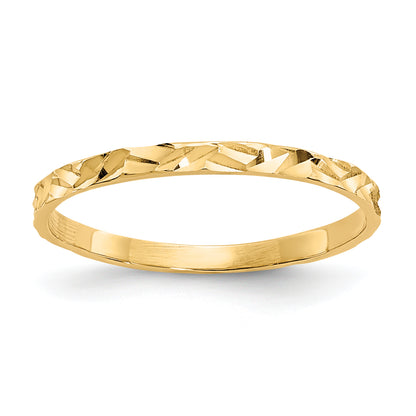 10K Yellow Gold 10K Diamond-Cut Zig-Zag Design Band Childs Ring
