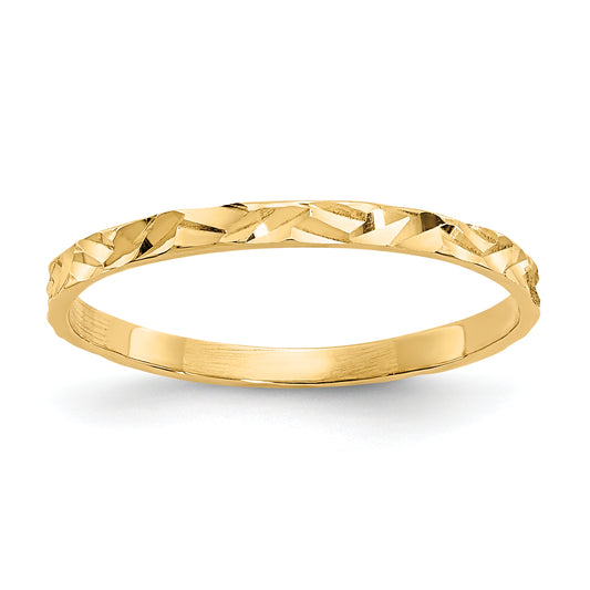 10K Yellow Gold 10K Diamond-Cut Zig-Zag Design Band Childs Ring