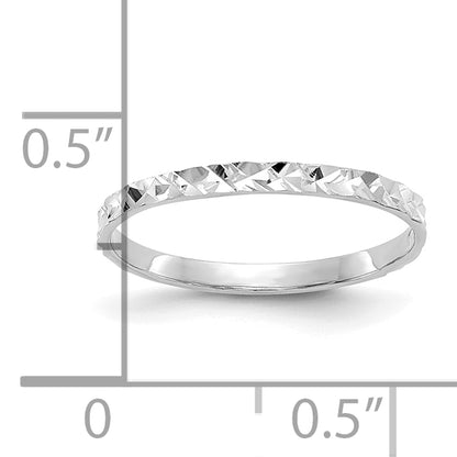 10K White Gold 10K Diamond-Cut Design Band Childs Ring