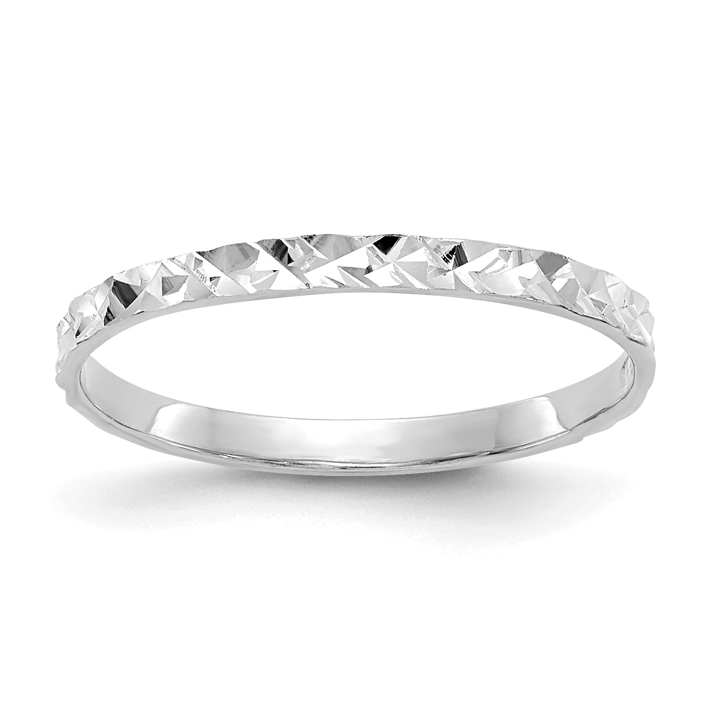 10K White Gold 10K Diamond-Cut Design Band Childs Ring