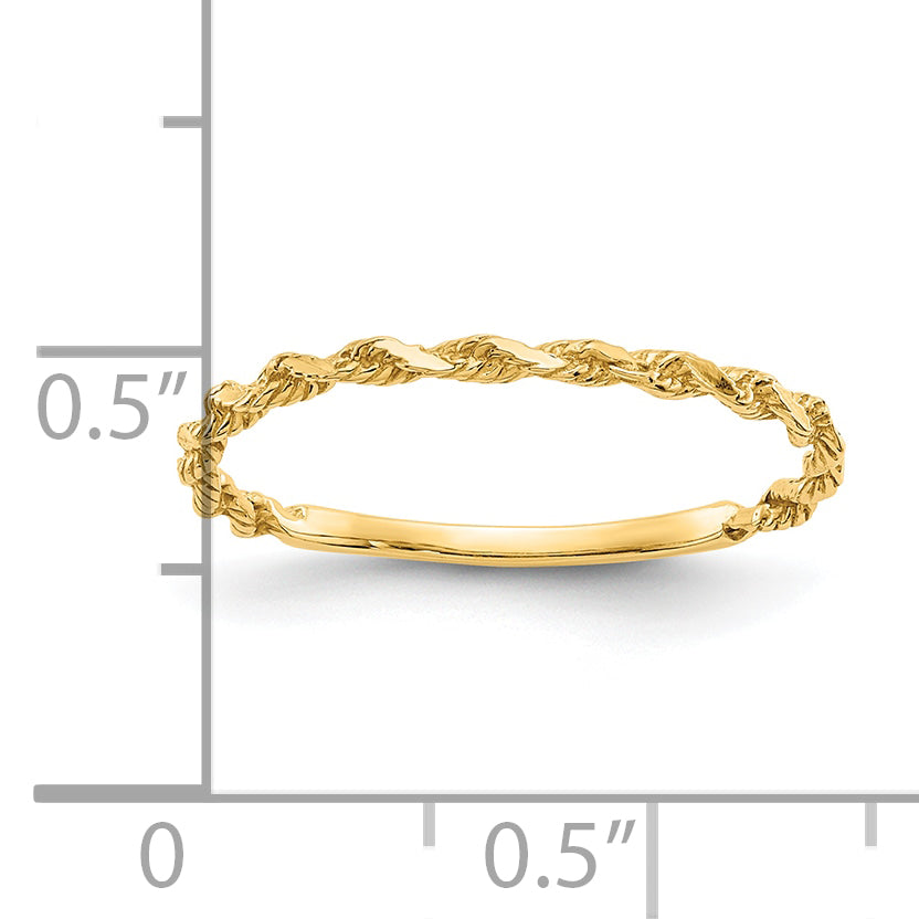 10K Yellow Gold 10K Diamond-Cut Textured Rope Band Ring