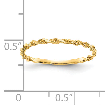 10K Yellow Gold 10K Diamond-Cut Textured Rope Band Ring