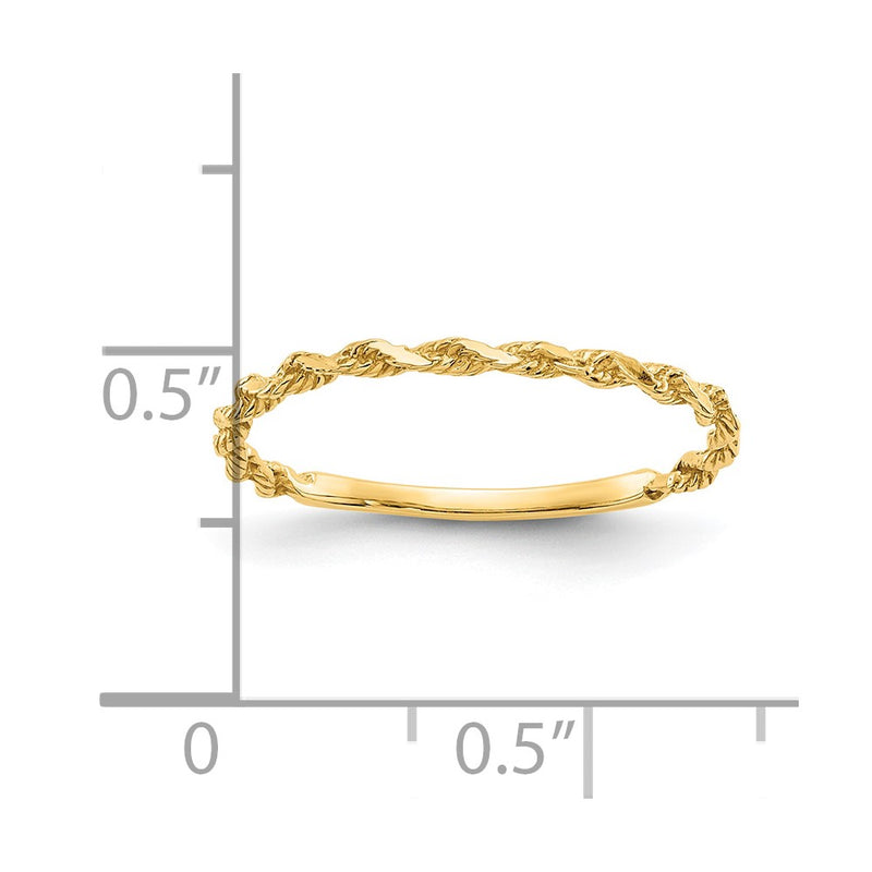 10K Yellow Gold 10K Diamond-Cut Textured Rope Band Ring