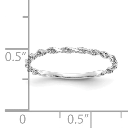 10K White Gold 10Kw Diamond-Cut Textured Rope Band Ring