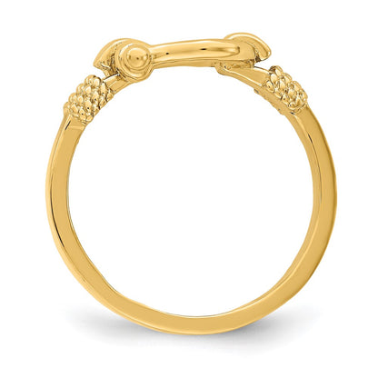 10K Yellow Gold 10K Shackle W/ Rope Edge Ring (Size 7)