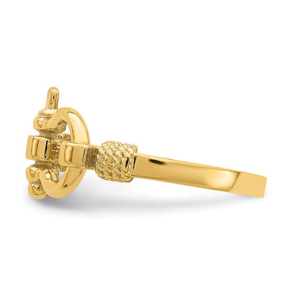 10K Yellow Gold 10K Shackle W/ Rope Edge Ring (Size 7)