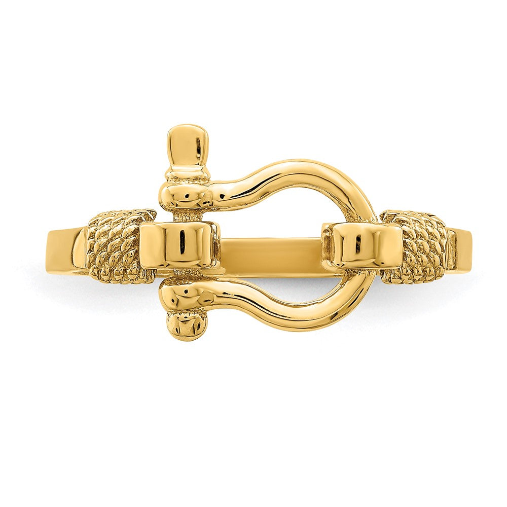 10K Yellow Gold 10K Shackle W/ Rope Edge Ring (Size 7)