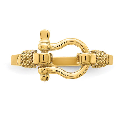 10K Yellow Gold 10K Shackle W/ Rope Edge Ring (Size 7)