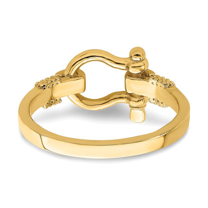 10K Yellow Gold 10K Shackle W/ Rope Edge Ring (Size 7)