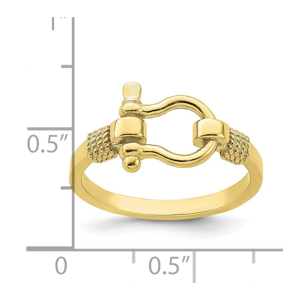 10K Yellow Gold 10K Shackle W/ Rope Edge Ring (Size 7)