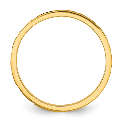 10K Yellow Gold 10K Diamond-Cut Zig-Zag Design 2mm Flat Band Size 3 Baby / Children'S Ring