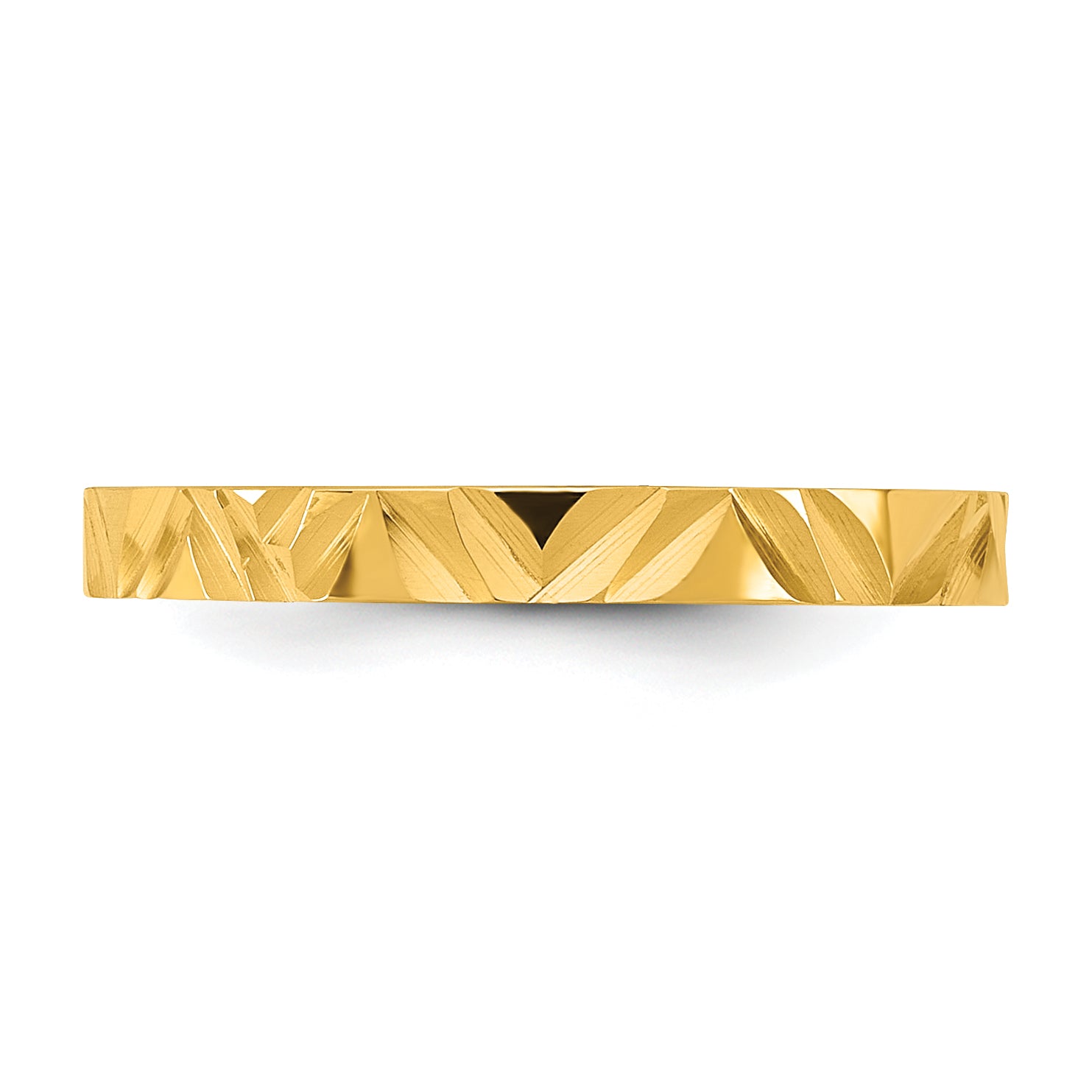 10K Yellow Gold 10K Diamond-Cut Zig-Zag Design 2mm Flat Band Size 3 Baby / Children'S Ring