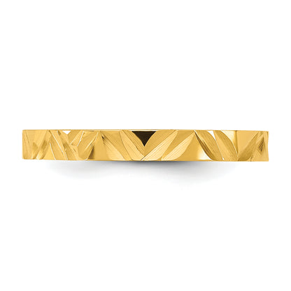10K Yellow Gold 10K Diamond-Cut Zig-Zag Design 2mm Flat Band Size 3 Baby / Children'S Ring