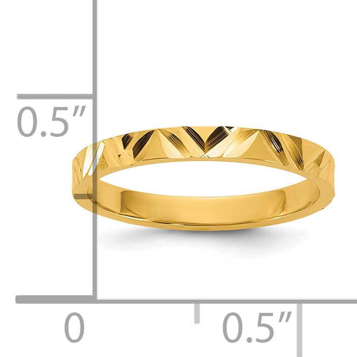 10K Yellow Gold 10K Diamond-Cut Zig-Zag Design 2mm Flat Band Size 3 Baby / Children'S Ring