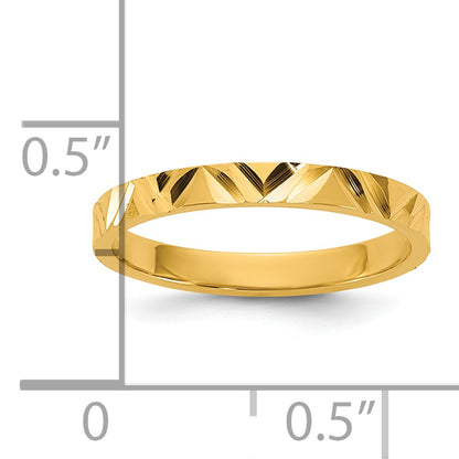 10K Yellow Gold 10K Diamond-Cut Zig-Zag Design 2mm Flat Band Size 3 Baby / Children'S Ring