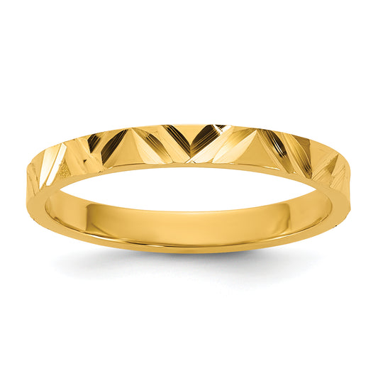10K Yellow Gold 10K Diamond-Cut Zig-Zag Design 2mm Flat Band Size 3 Baby / Children'S Ring